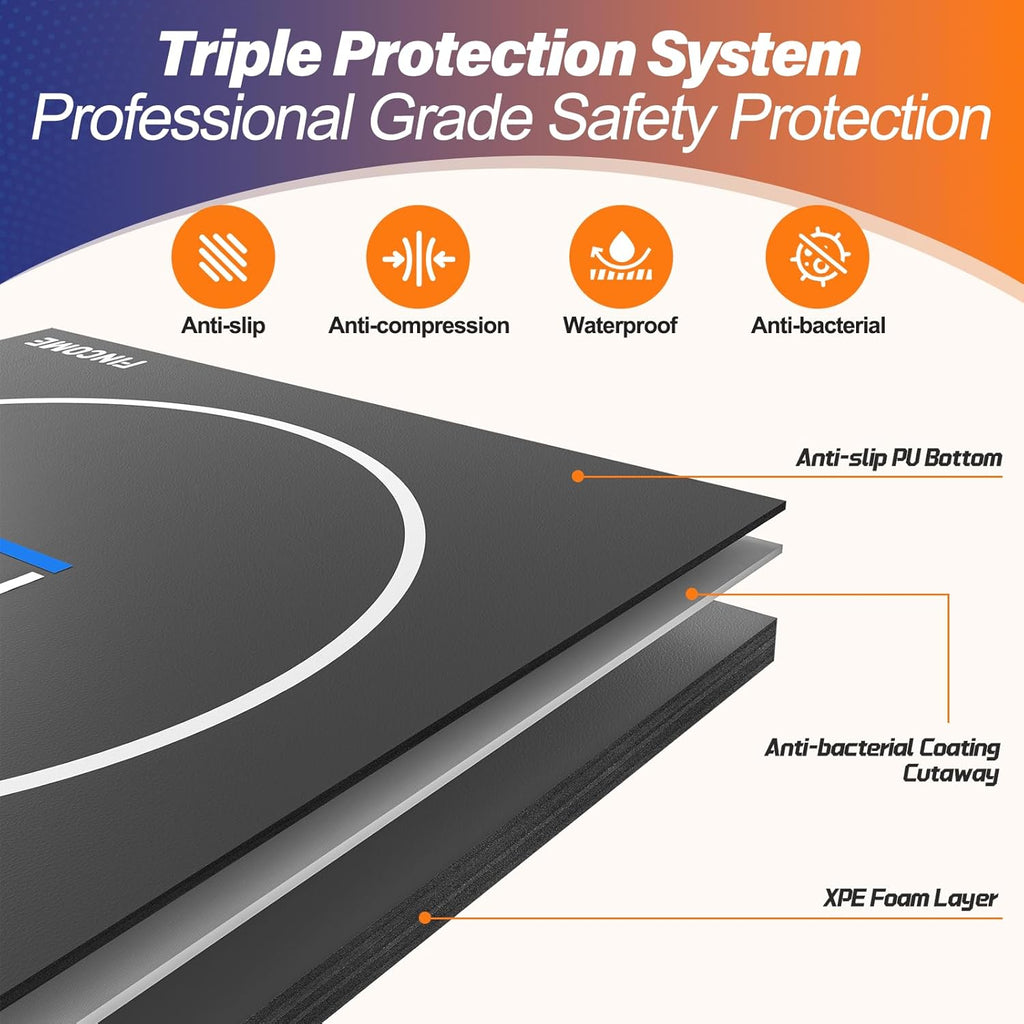 10' X 10' /10' X 6.5' Wrestling Mat for Home Black Jiu Jitsu Wrestling Mats Durable Judo Mats for BJJ MMA Training Roll-Up Design Wrestling Mat for Grappling Martial Art Boxing Judo
