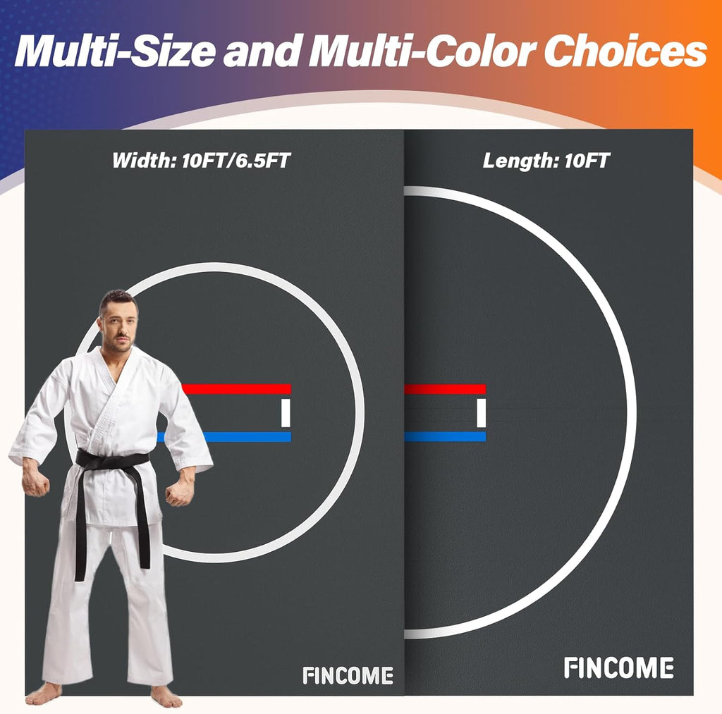 10' X 10' /10' X 6.5' Wrestling Mat for Home Black Jiu Jitsu Wrestling Mats Durable Judo Mats for BJJ MMA Training Roll-Up Design Wrestling Mat for Grappling Martial Art Boxing Judo